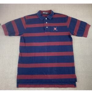 Polo Golf Ralph Lauren Polo Shirt Men's L Navy‎ Burgundy Rugby Stripe Crest